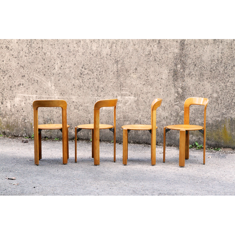 Lot de 4 chaises en hêtre de Bruno Rey - 1970