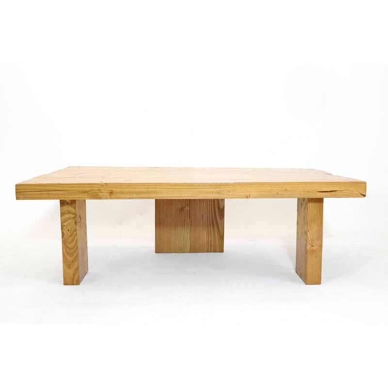 Mesa de centro vintage de pino macizo, 1970-1980