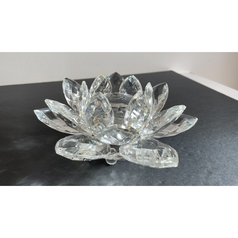 Fermacarte vintage a forma di fiore di loto in cristallo cesellato