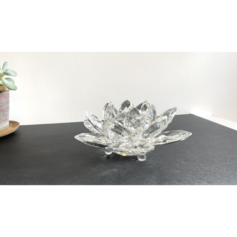 Fermacarte vintage a forma di fiore di loto in cristallo cesellato