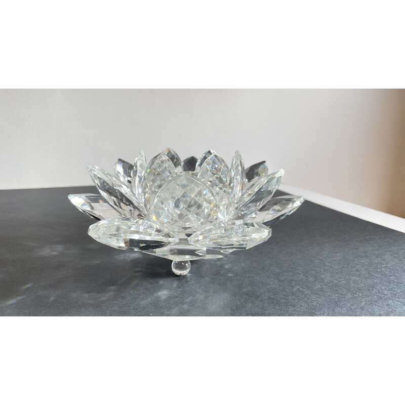 Vintage carved crystal lotus flower paperweight