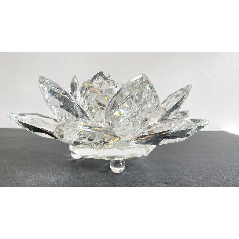 Vintage carved crystal lotus flower paperweight