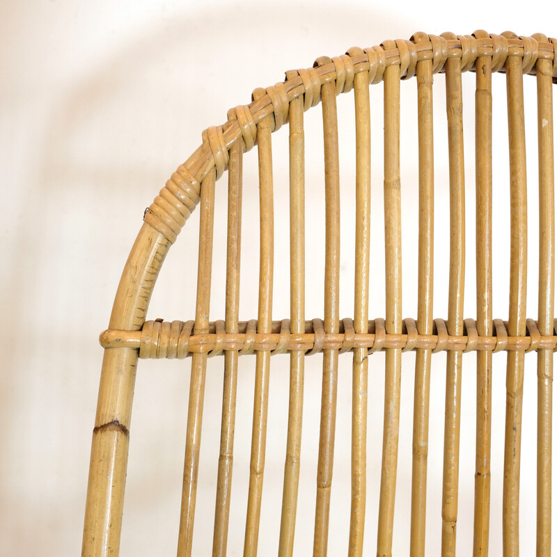 Vintage rattan armchair with armrest, 1960-1970