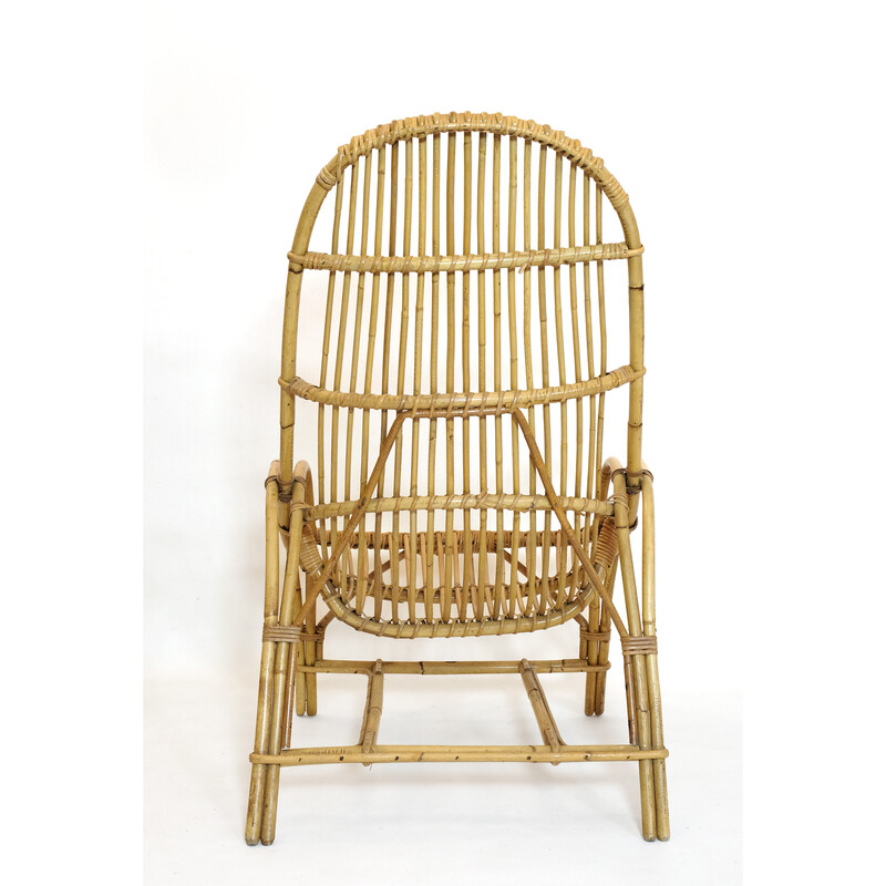 Cadeira de braços Vintage rattan com apoio de braço, 1960-1970