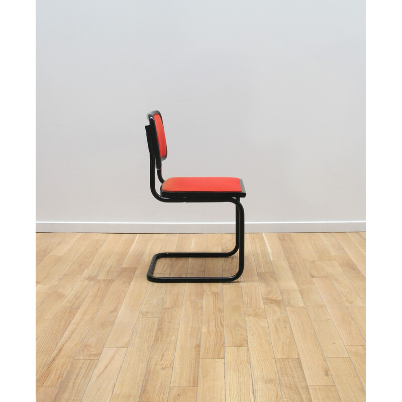 Vintage Cesca stoel in zwart gebeitst hout en stof