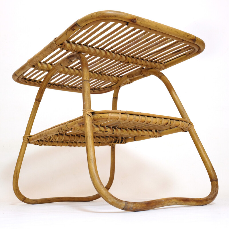 Vintage Italian coffee table in rattan, 1950