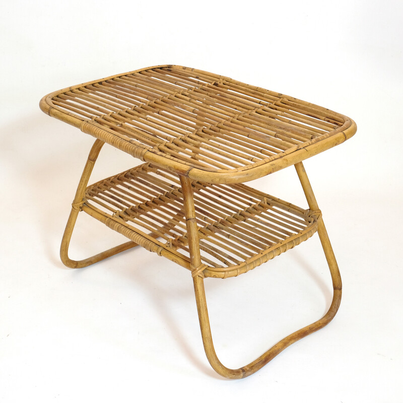 Vintage Italian coffee table in rattan, 1950