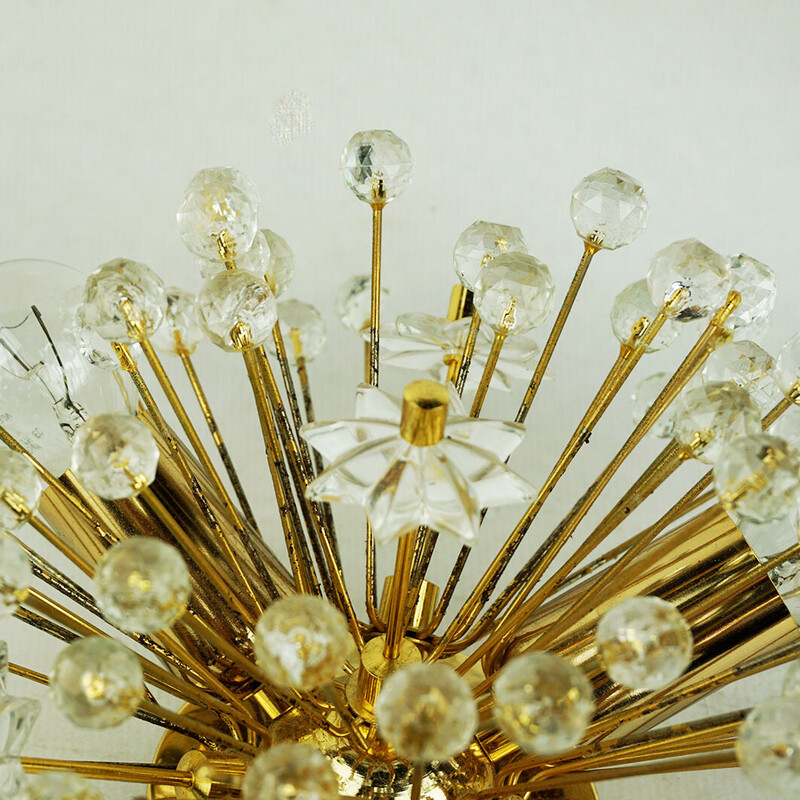 Austrian vintage brass and crystal wall lamp by E. Stejnar for Rupert Nikoll