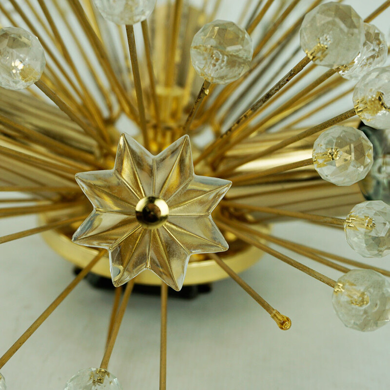 Austrian vintage brass and crystal wall lamp by E. Stejnar for Rupert Nikoll