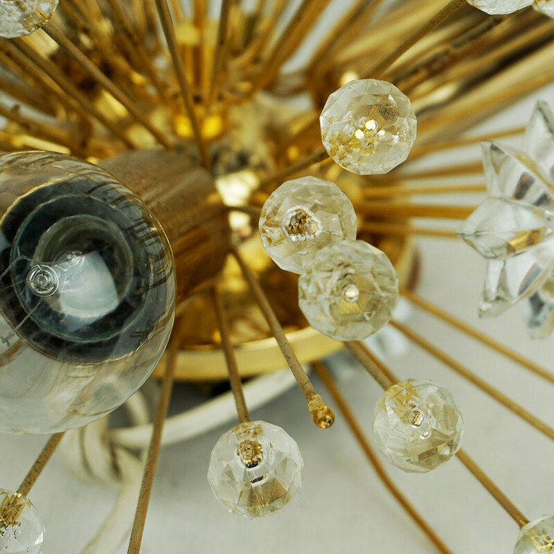 Austrian vintage brass and crystal wall lamp by E. Stejnar for Rupert Nikoll