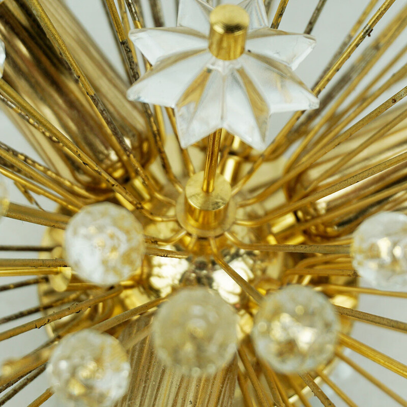 Austrian vintage brass and crystal wall lamp by E. Stejnar for Rupert Nikoll