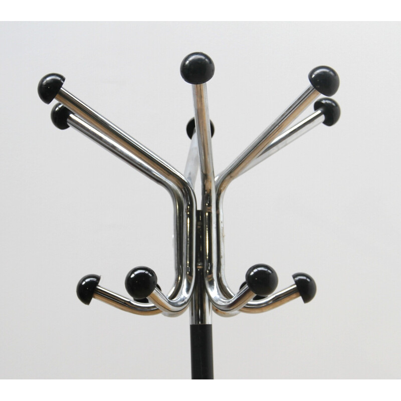 Vintage industrial coat rack in chrome and black metal