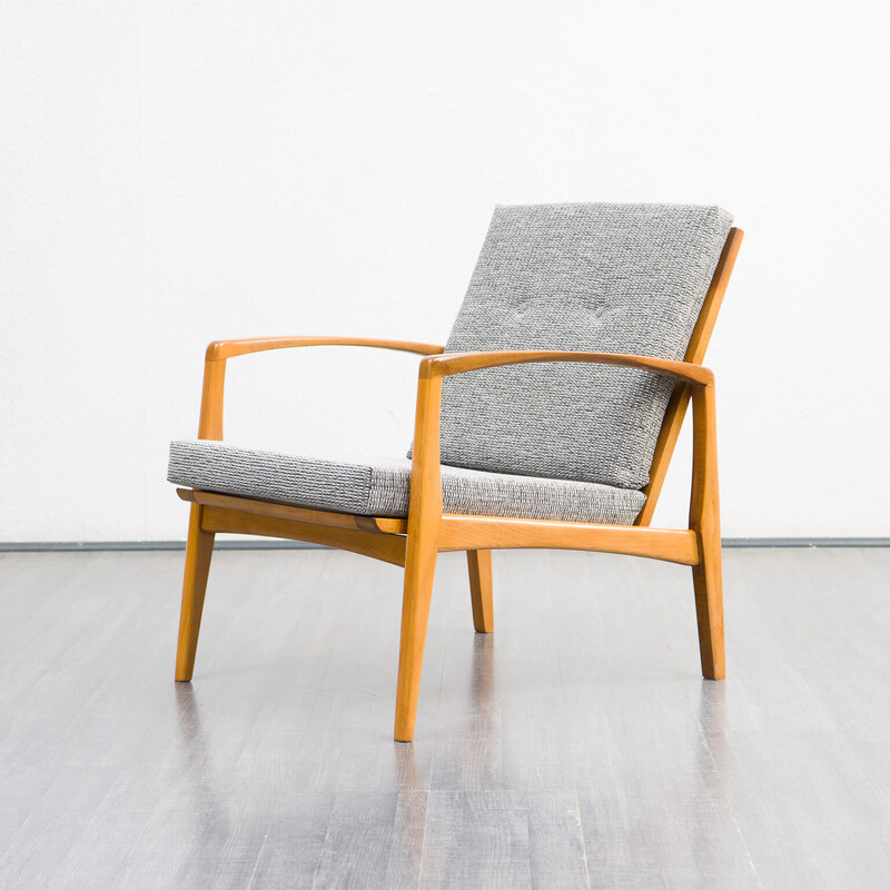 Vintage armchair in solid beechwood with upholstery, 1960s