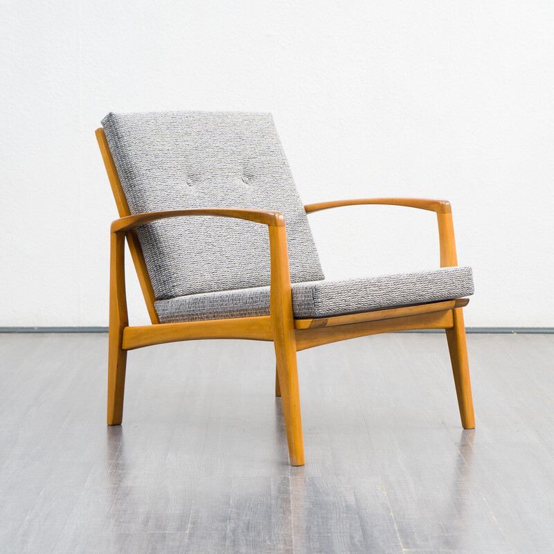Vintage armchair in solid beechwood with upholstery, 1960s