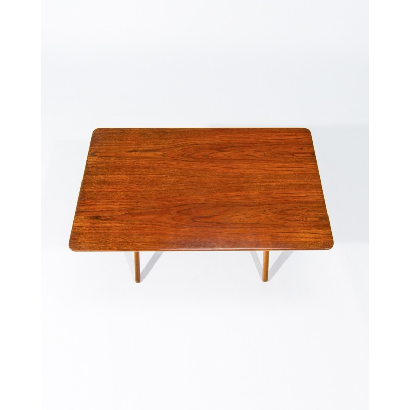 Tavolino vintage in teak e quercia di Hans Wegner per Andreas Tuck, Danimarca 1950