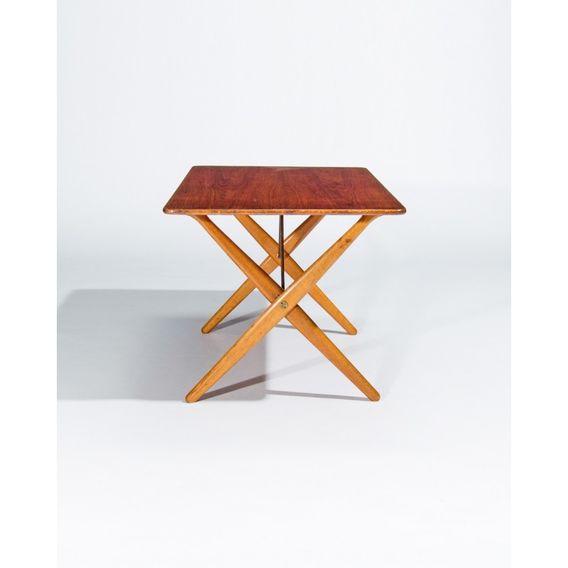 Teka vintage e mesa de café de carvalho por Hans Wegner para Andreas Tuck, Dinamarca 1950