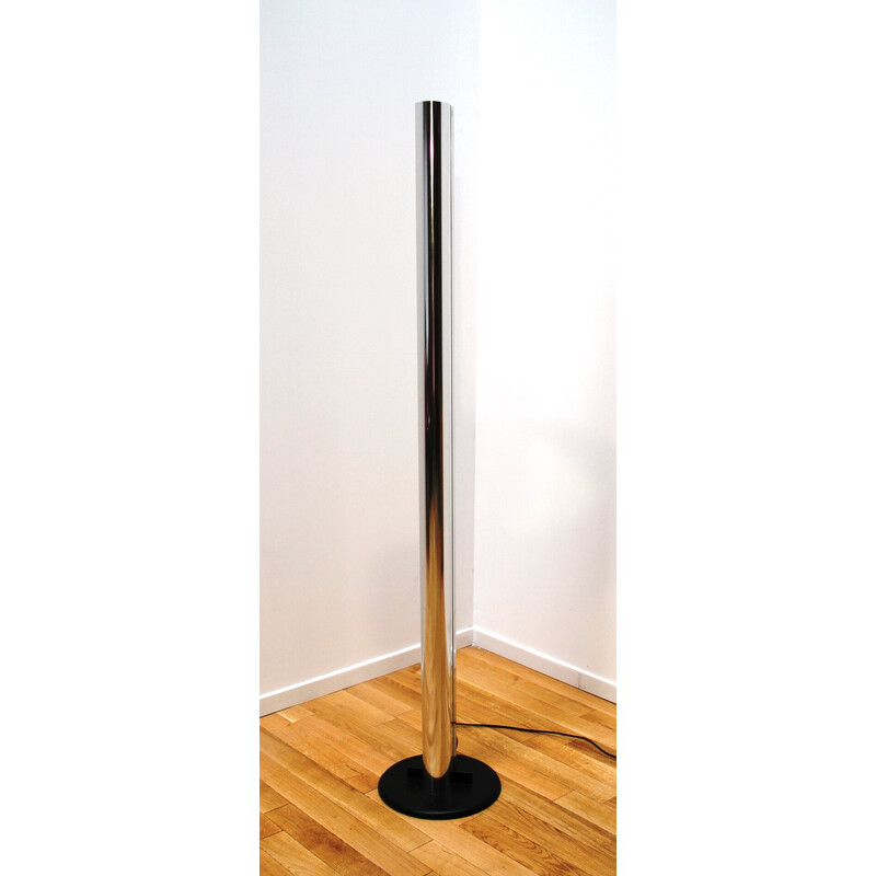 Vintage Megaron floor lamp in chromed metal and plastic for Artemide