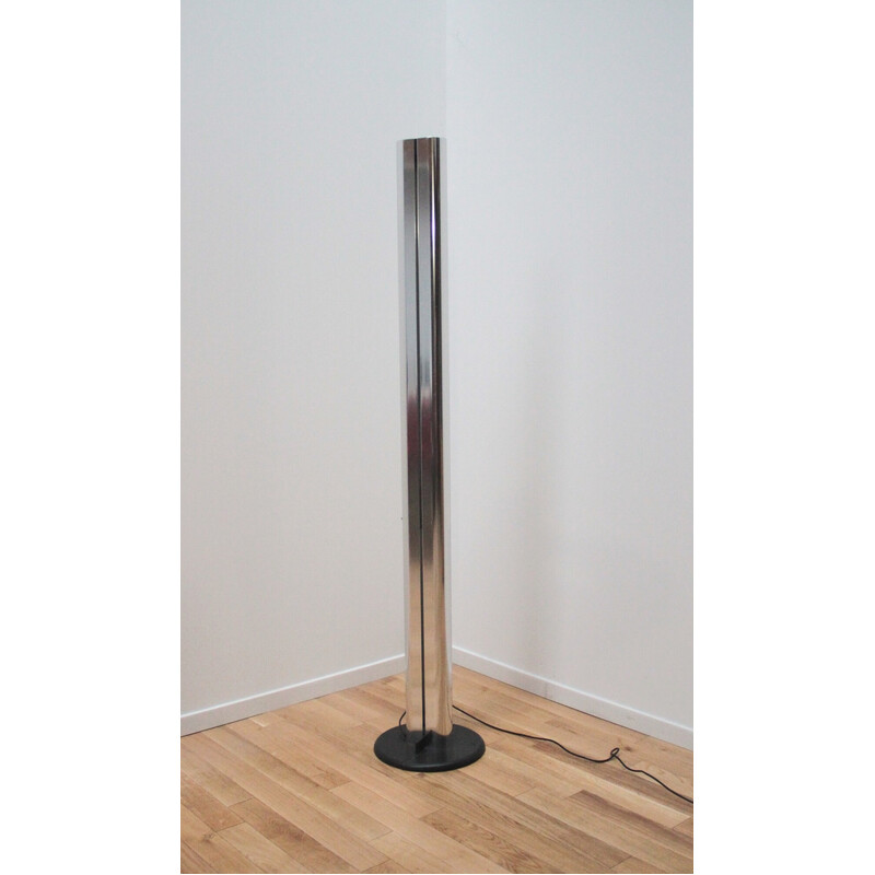 Vintage Megaron floor lamp in chromed metal and plastic for Artemide