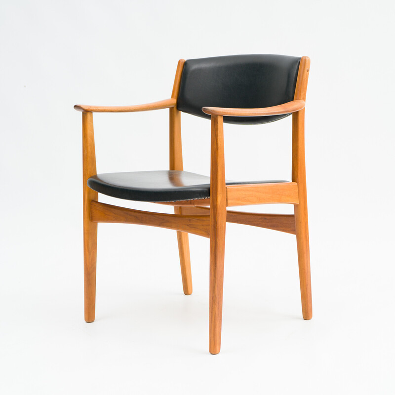 Vintage Scandinavian armchair in teak and leatherette, 1960