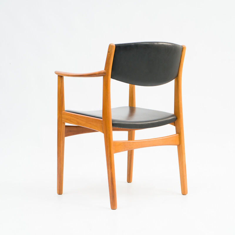 Vintage Scandinavian armchair in teak and leatherette, 1960