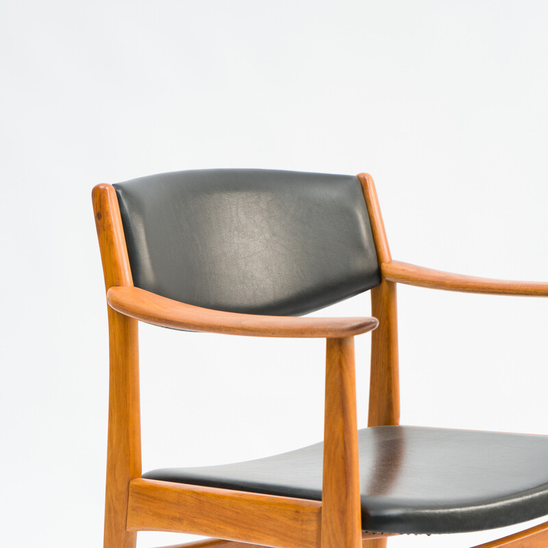 Vintage Scandinavian armchair in teak and leatherette, 1960