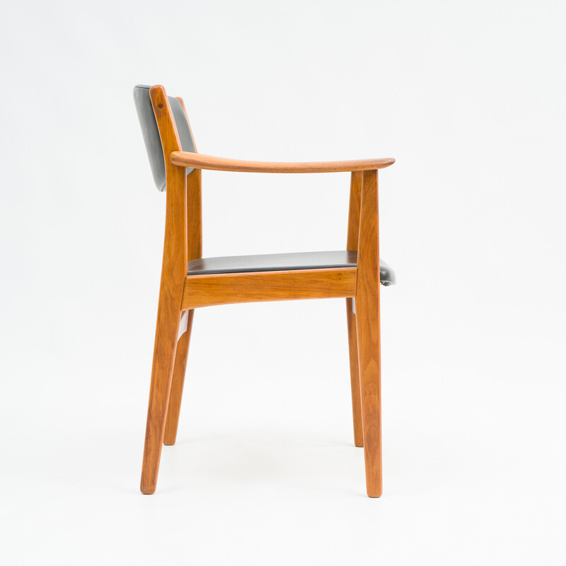 Fauteuil scandinave vintage en teck et skaï, 1960