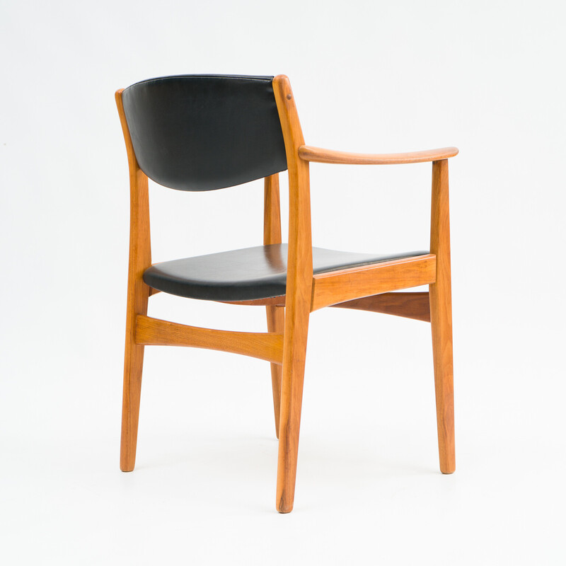 Fauteuil scandinave vintage en teck et skaï, 1960