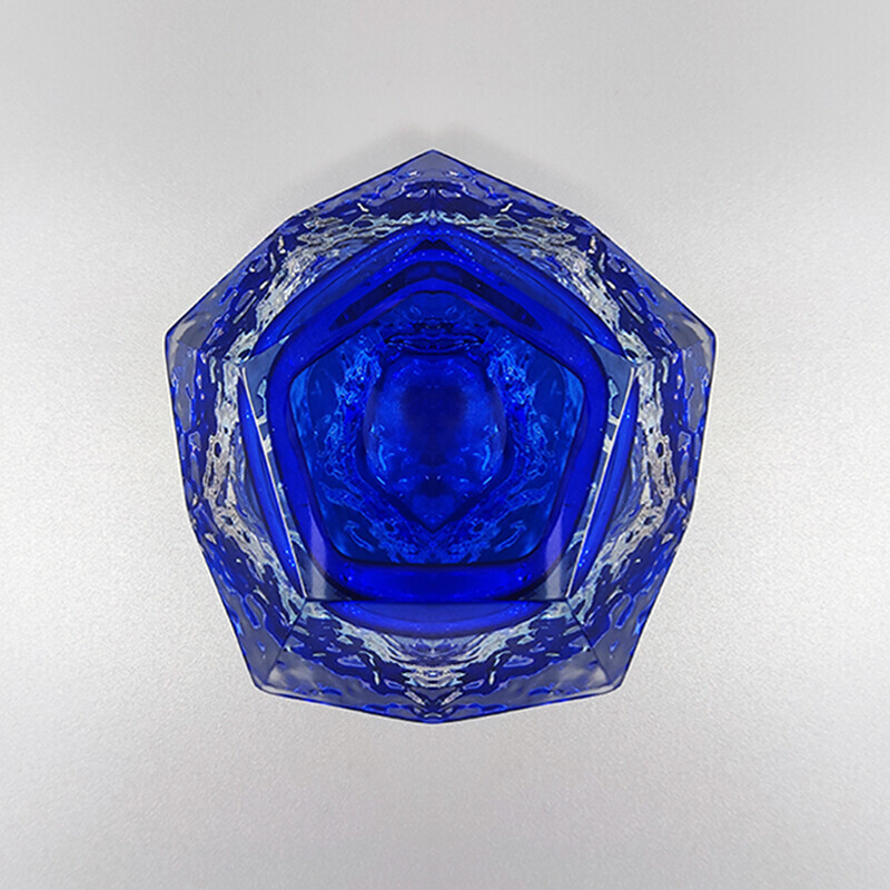 Aschenbecher aus blauem Glas von Flavio Poli für Seguso, 1960