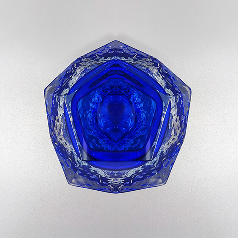 Vintage blue glass ashtray by Flavio Poli for Seguso, 1960