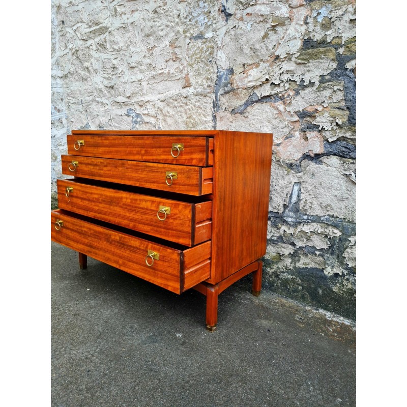 Vintage teak and brass chest of 4 drawers by Leslie Dandy for G-Plan, 1961