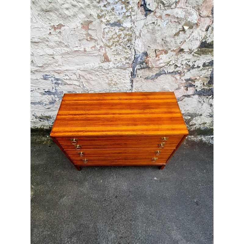 Vintage teak and brass chest of 4 drawers by Leslie Dandy for G-Plan, 1961