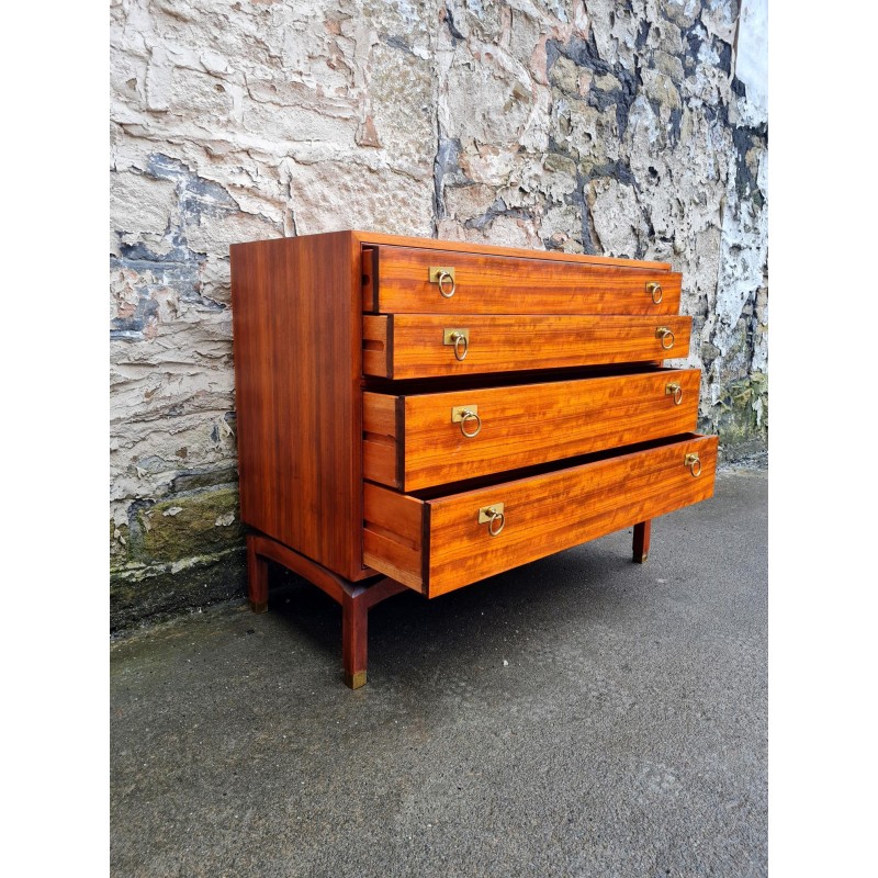 Vintage teak and brass chest of 4 drawers by Leslie Dandy for G-Plan, 1961