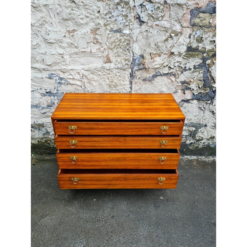 Vintage teak and brass chest of 4 drawers by Leslie Dandy for G-Plan, 1961