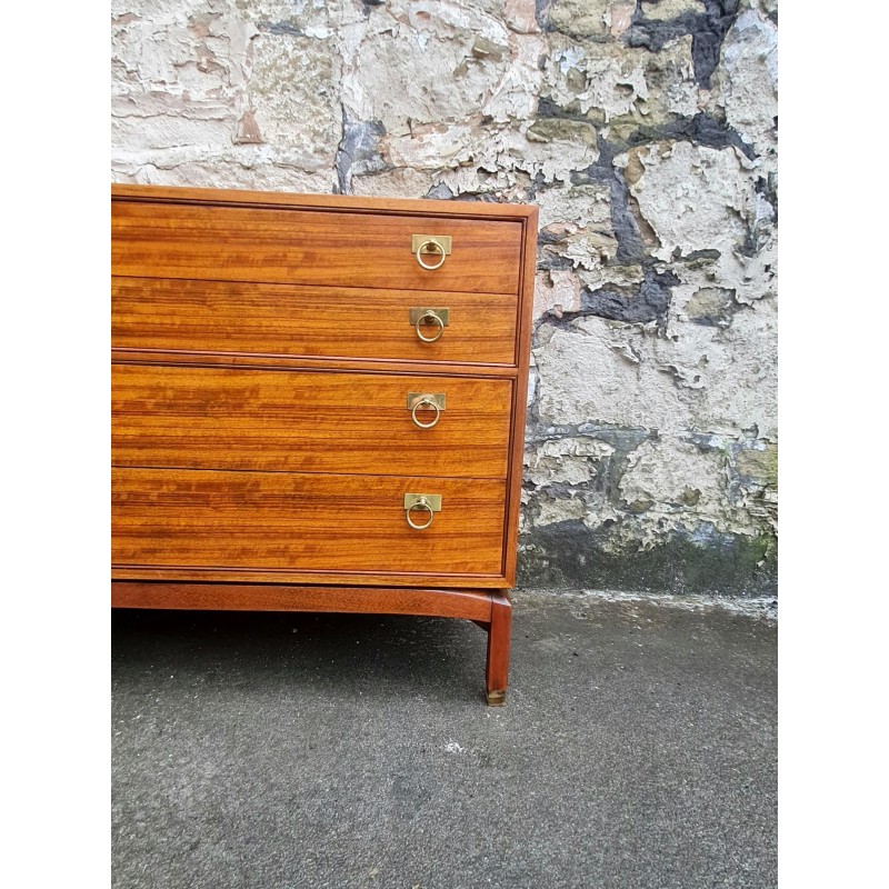 Vintage teak and brass chest of 4 drawers by Leslie Dandy for G-Plan, 1961