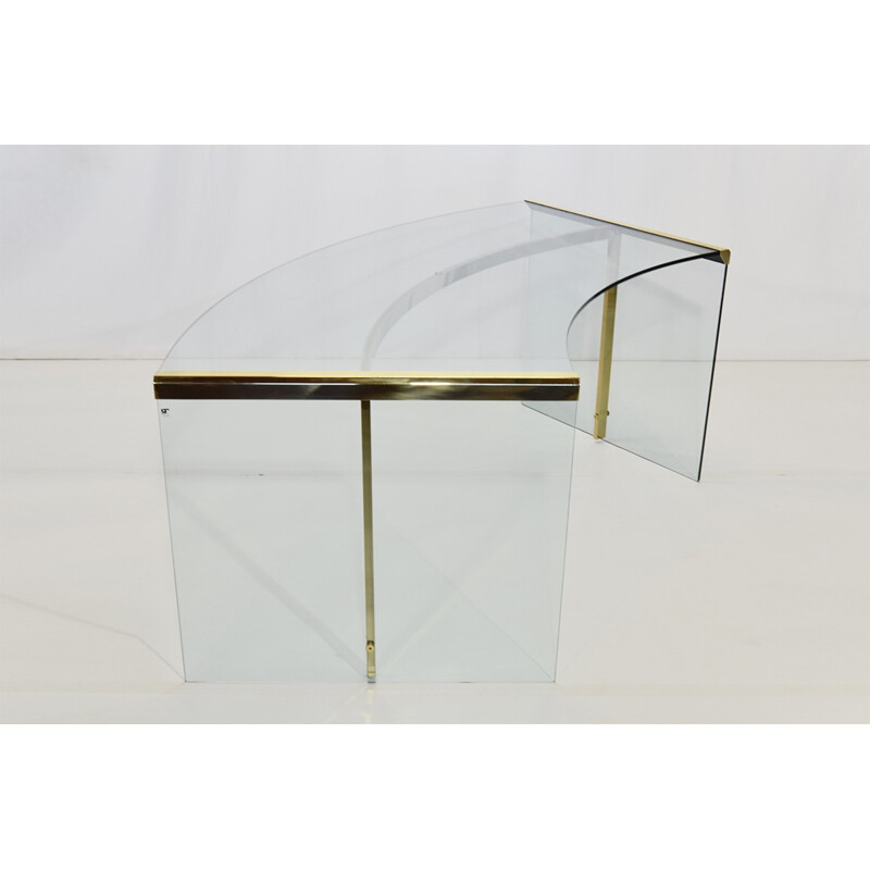 Gallotti & Radice Glass and Brass President Senior Desk - 1970s 