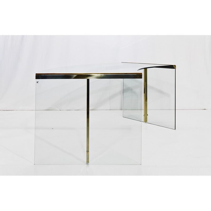 Gallotti & Radice Glass and Brass President Senior Desk - 1970s 