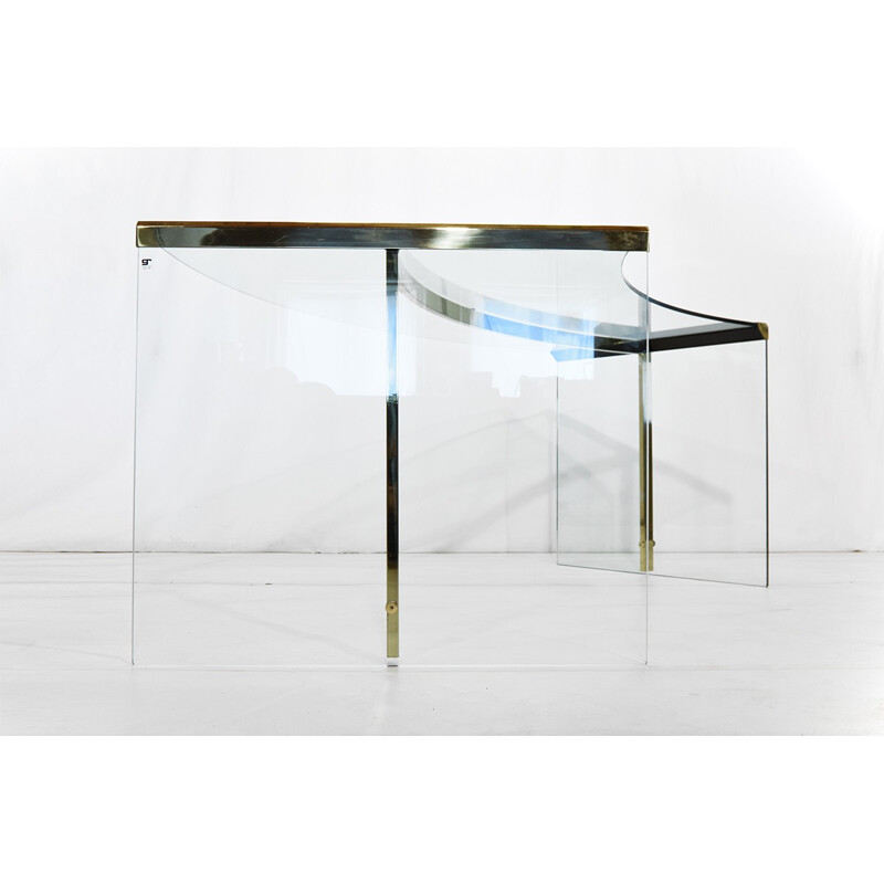 Gallotti & Radice Glass and Brass President Senior Desk - 1970s 