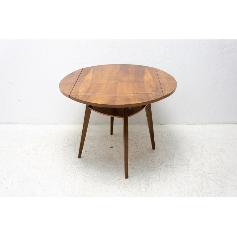 Vintage walnut folding coffee table, Czechoslovakia 1950