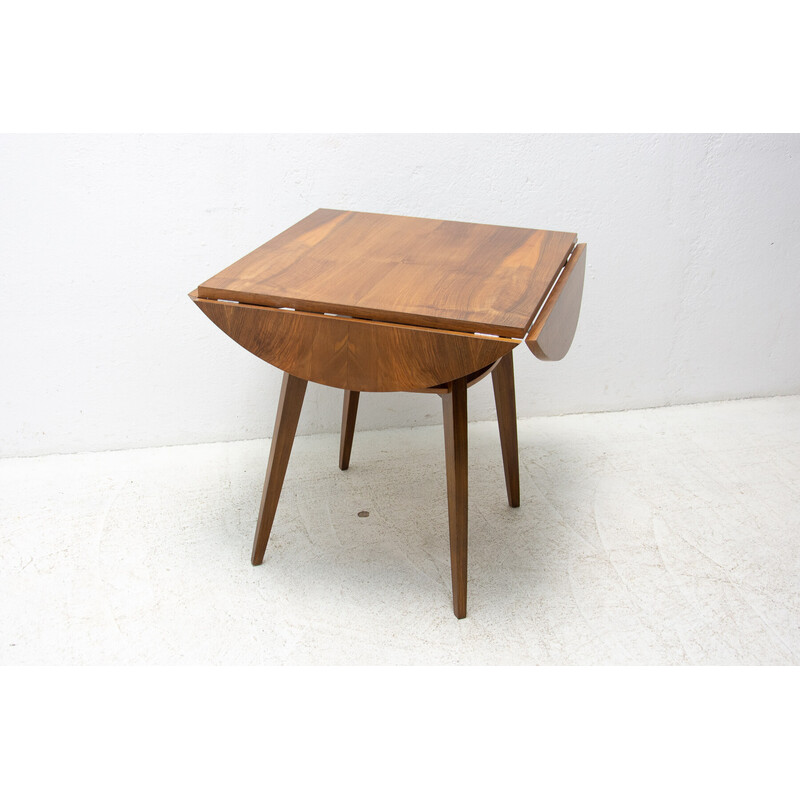Vintage walnut folding coffee table, Czechoslovakia 1950