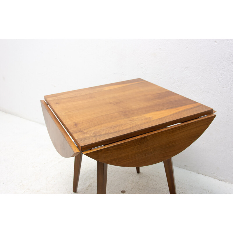 Vintage walnut folding coffee table, Czechoslovakia 1950