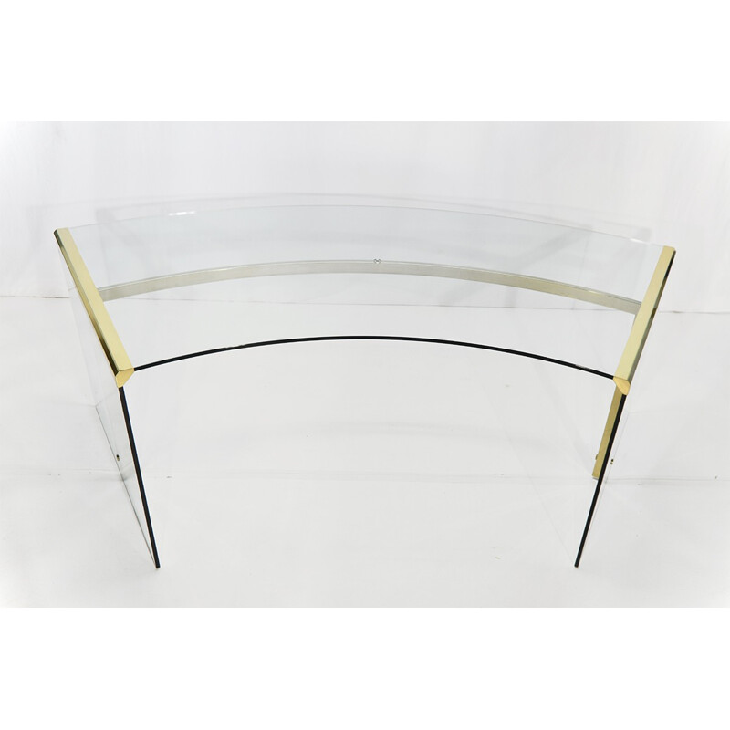 Gallotti & Radice Glass and Brass President Senior Desk - 1970s 