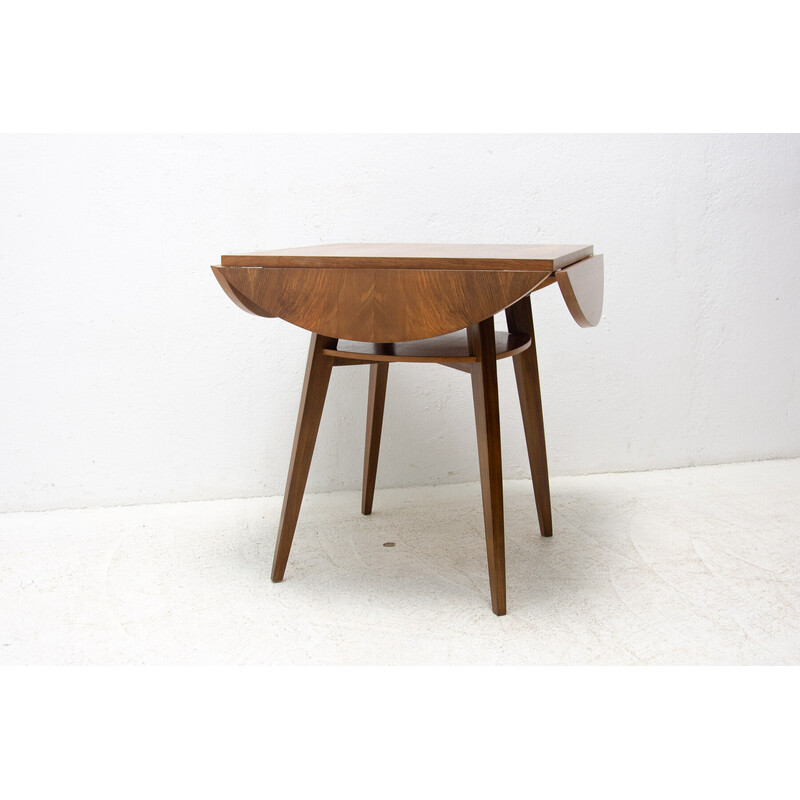 Vintage walnut folding coffee table, Czechoslovakia 1950