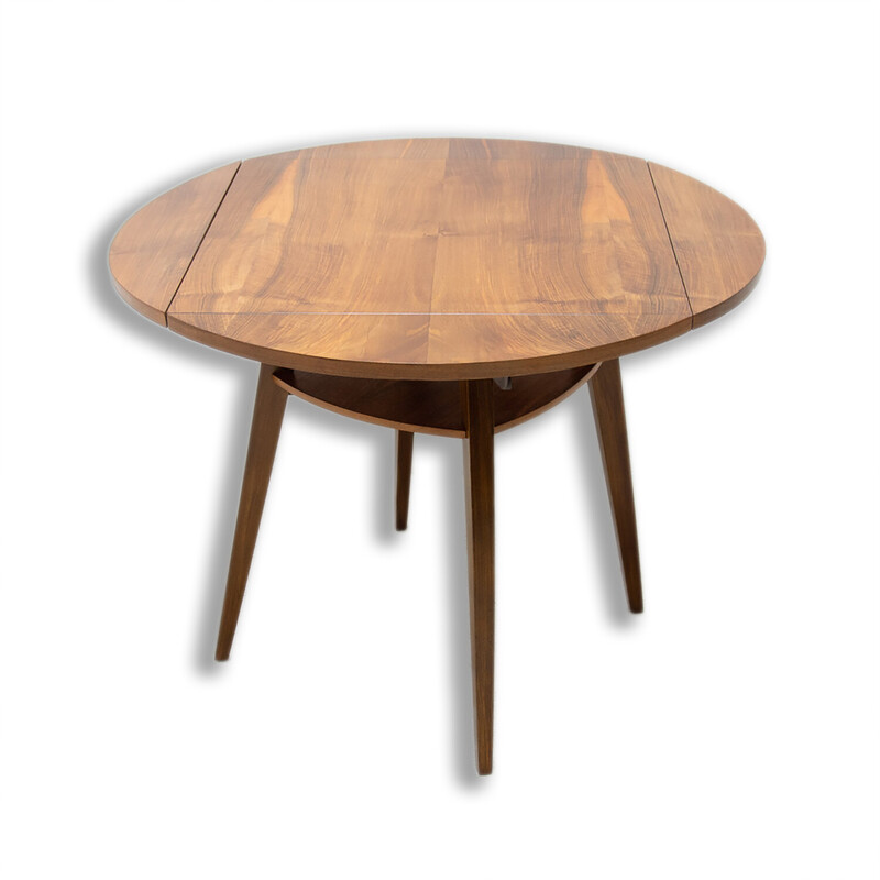 Vintage walnut folding coffee table, Czechoslovakia 1950