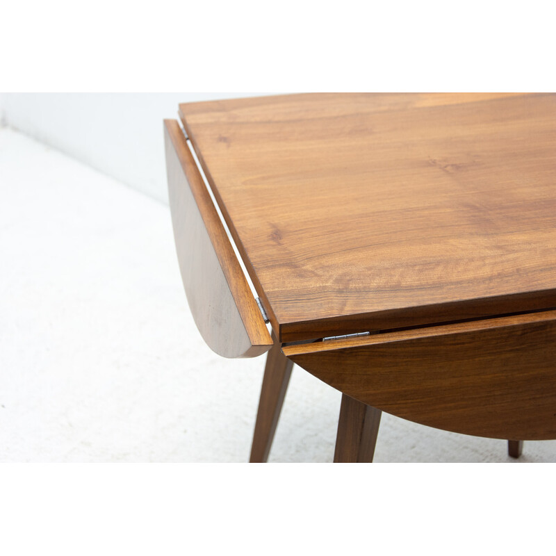 Vintage walnut folding coffee table, Czechoslovakia 1950