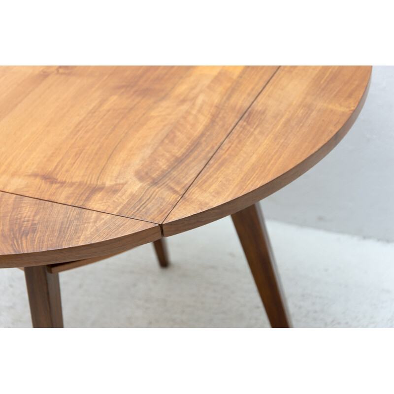 Vintage walnut folding coffee table, Czechoslovakia 1950