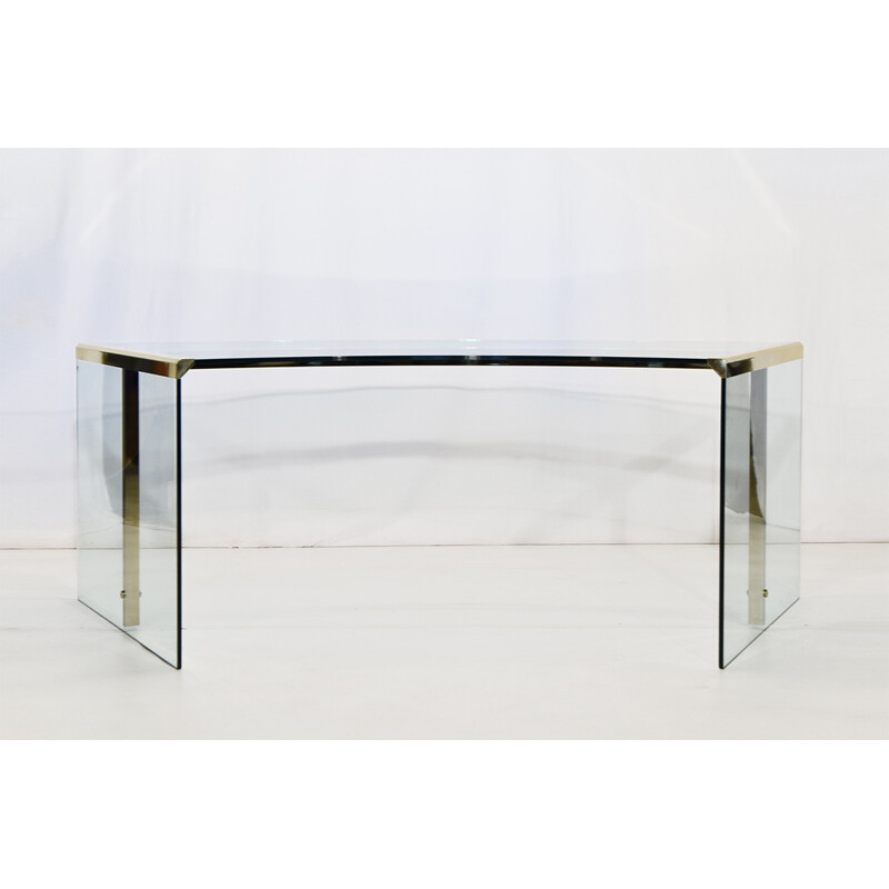 Gallotti & Radice Glass and Brass President Senior Desk - 1970s 