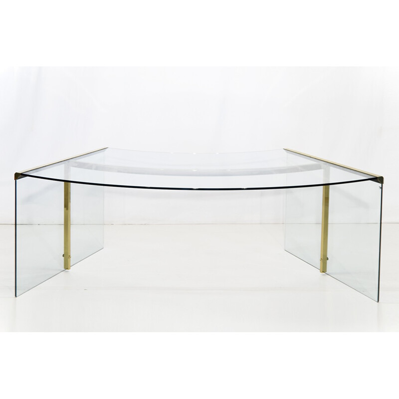 Gallotti & Radice Glass and Brass President Senior Desk - 1970s 