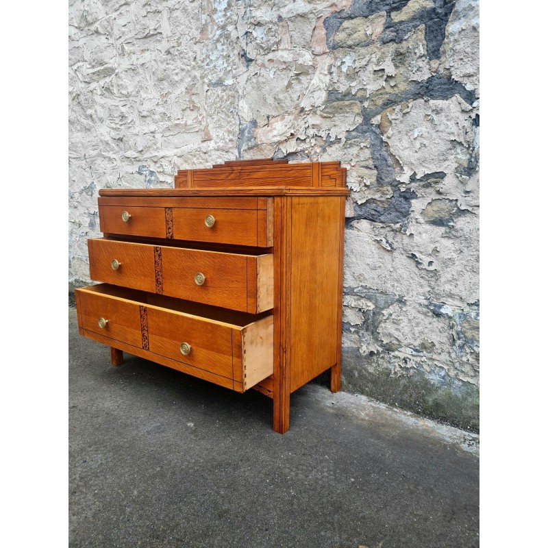 Commode vintage en chêne à 3 tiroirs