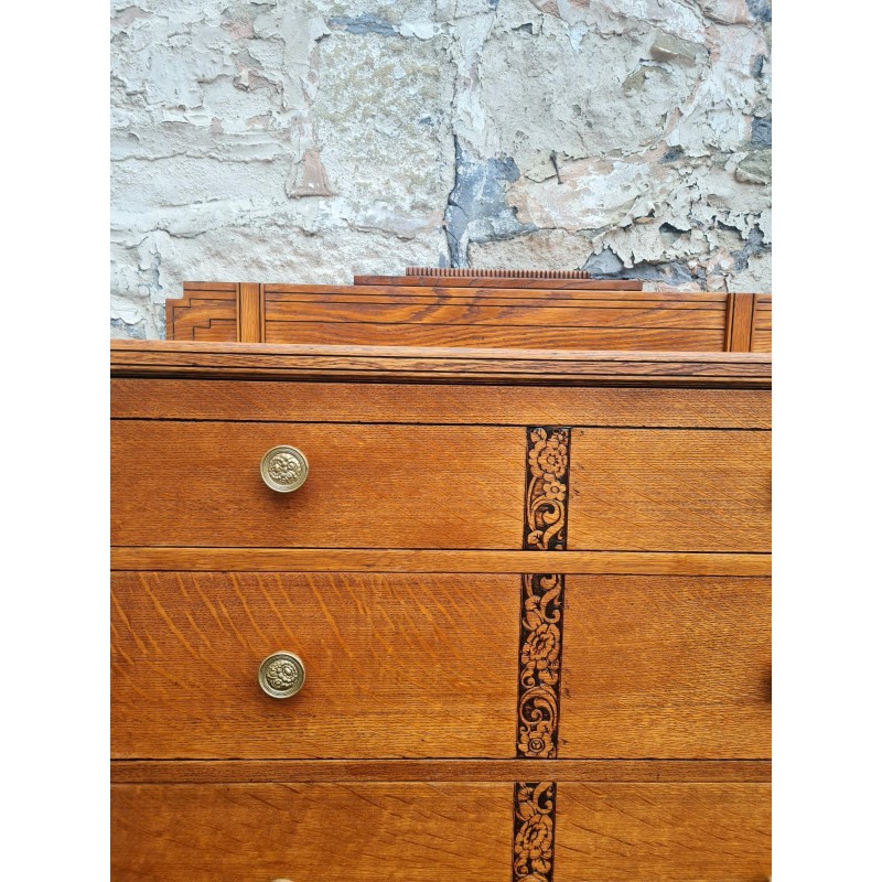 Commode vintage en chêne à 3 tiroirs