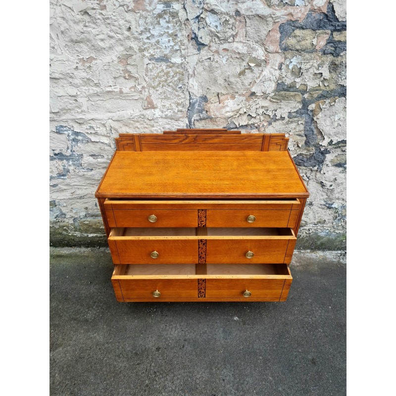 Commode vintage en chêne à 3 tiroirs